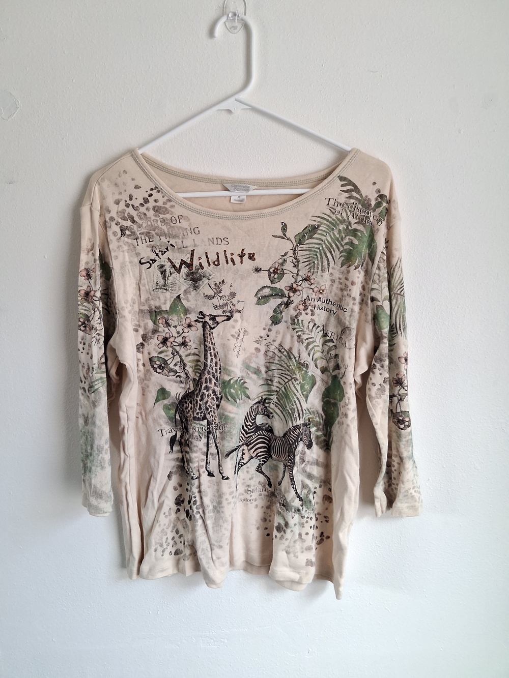 Vintage Y2K Christopher & Banks Wildlife Embellished Top Shirt X-LARGE